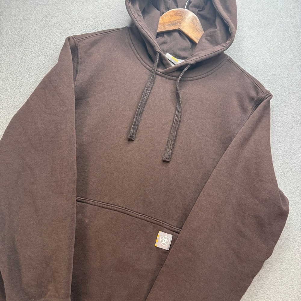 Ariat Rebar Aztec Flag Graphic Hood Hoodie Womens Medium Brown Cotton Workwear